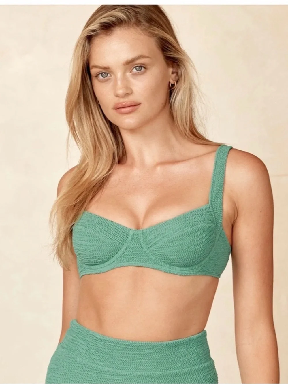 Monday Swimwear Sorrento Top, Pond Crinkle size Small